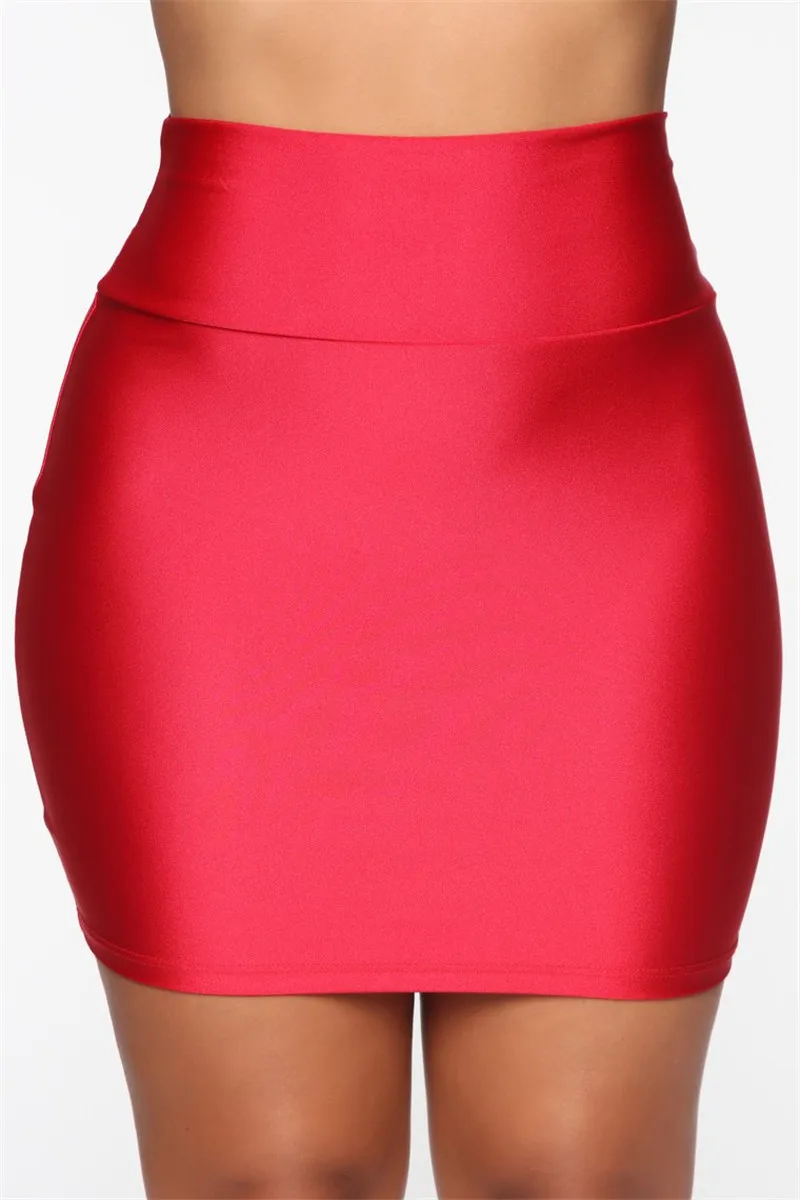 New Sexy Women Solid Mini Slim Seamless Stretch Tight Short Pencil Skirt Candy Skirt PU Pants