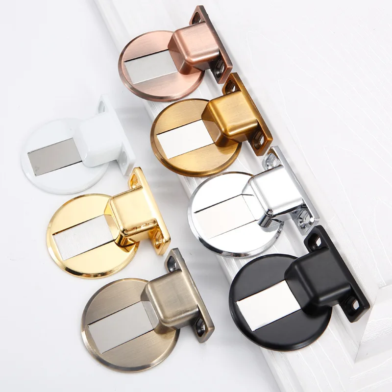 

Stainless Steel Hidden Absorb Hole Punched with Glue Zinc Alloy Magnetic Touch Buckle Anticollision Door Stop Floor Knob Strong