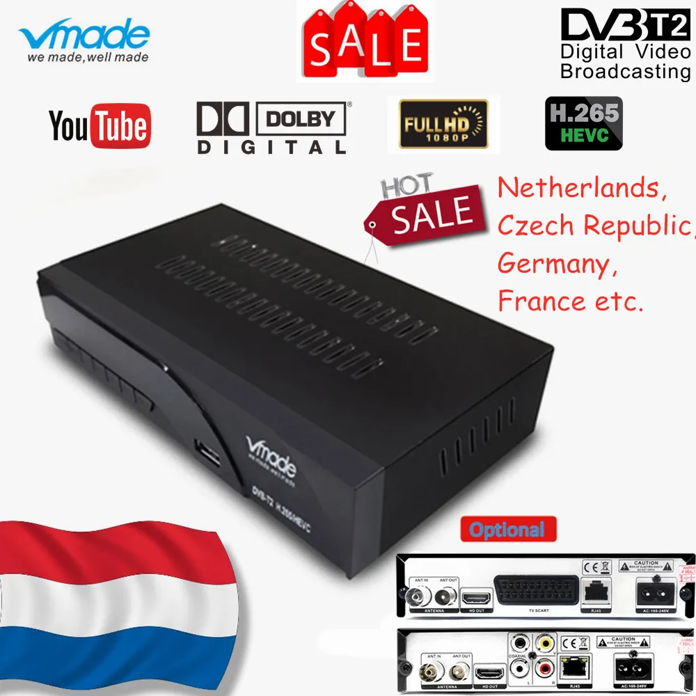 Vmade новейший DVB T2 K6 scart/AV цифровой эфирный ТВ приемник тюнер Поддержка H.265/HEVC HD есть звук 1080p DVB T2 телеприставка