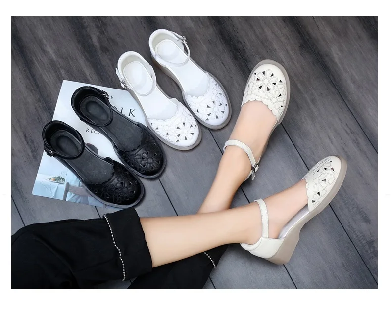 DRKANOL/босоножки из натуральной кожи женская летняя обувь женская обувь с пряжкой buckle Strap Flats сандалии повседневные женские сандалии с вышивкой размеры 34-41