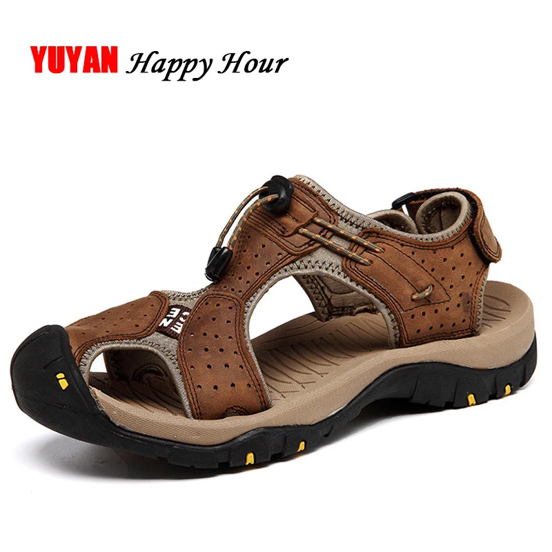 

New Fashion Sandals Men Genuine Leather Summer Shoes High Quality Brand Men's Casual Shoes ZHK244