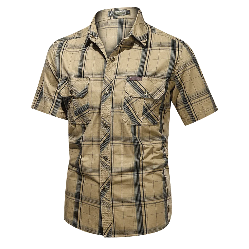 Camisa de manga corta para hombre, Tops informales de algodón con cuello vuelto, camisas con patrón a cuadros, ropa Vintage de talla grande 5XL 2021