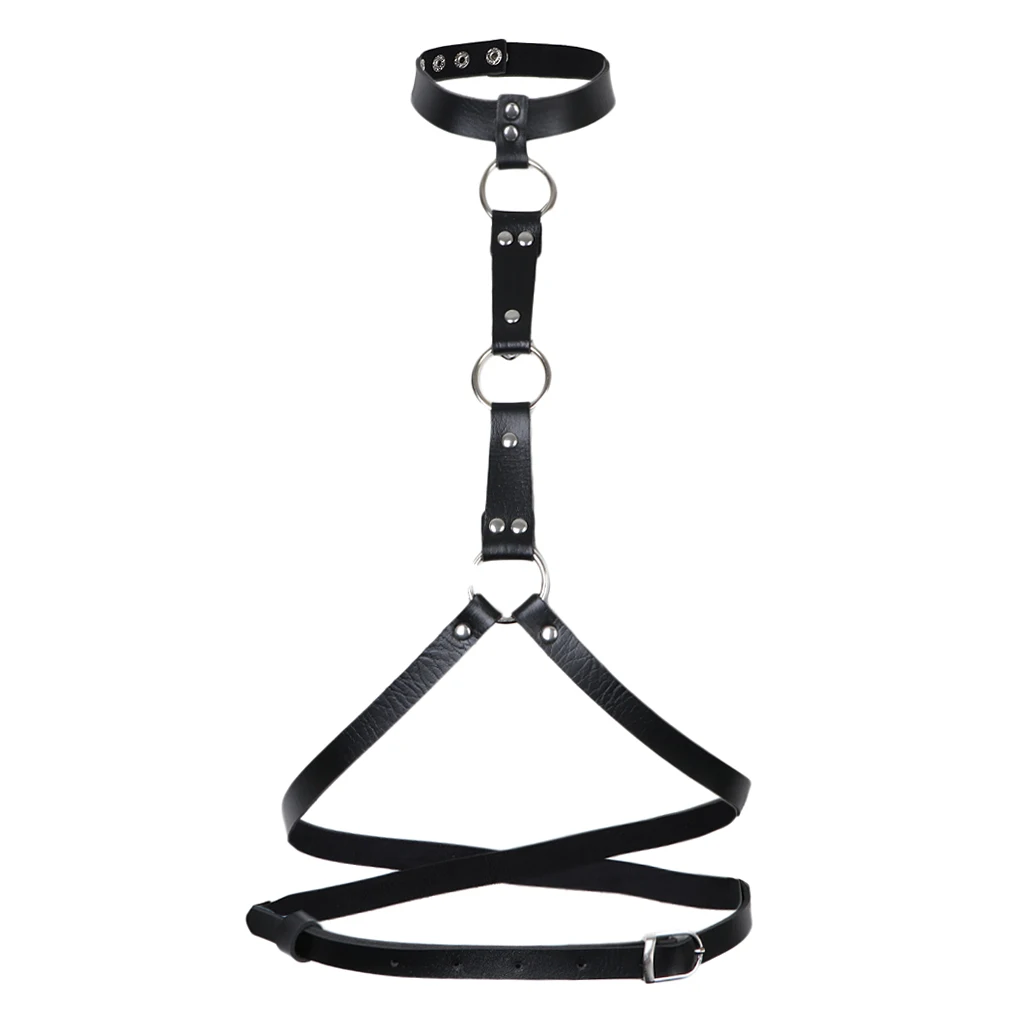 Womens Adjustable PU Leather Chest Harness Gothic Strappy Body Caged Belts
