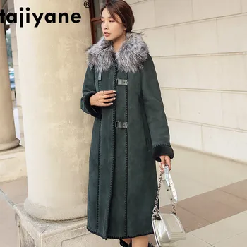 

Natural Real Fur Coat Winter Women Clothes 2019 Female Fox Fur Collar Genuine Leather Wool Jacket Double-faced Tops ZT4088