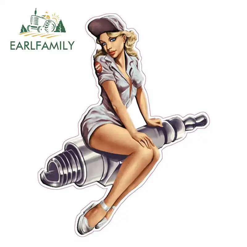 Earlfamily 13cm X 10cm Spark Plug Pin Up Girl Decal Sexy Cartoon Graphical Funny Car Stickers Motorcycle Car Decal Accessories Aliexpress