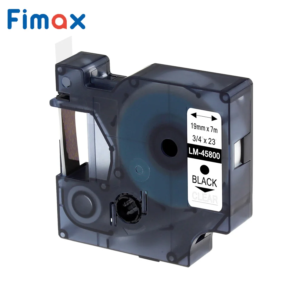 Fimax 1 шт. Dymo 45013 лента 45803 для Стандартный Dymo D1 19 мм принтер ленты лента 45800 45807 45804 45805 принтер этикеток LM160 280 - Цвет: black on clear