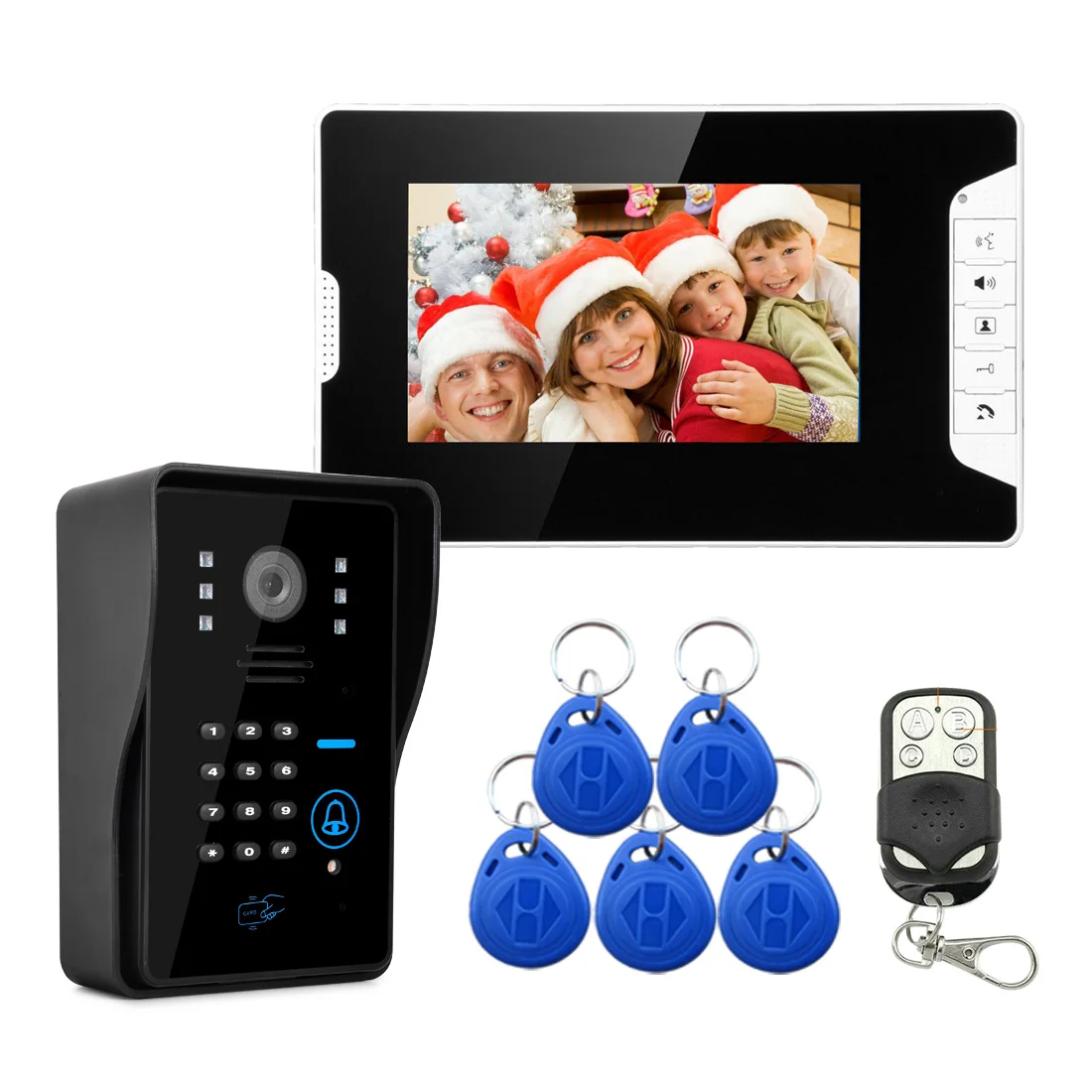 

SYSD 7 inch Monitor Video Door Phone Intercom for Home Rainproof Security Camera wiht Password RFIDFor the apartment