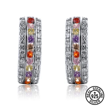 

Dyson 925 Sterling Sliver Earring Fashion Colorful Zirconia Huggies Clip Earring Women Girls Gifts Brincos Accessories Jewelry