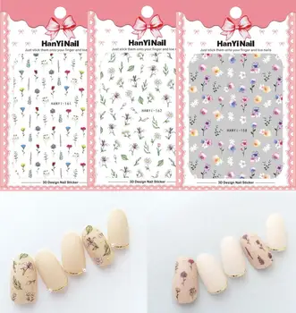

2020 new design 1 sheet 3D Embossed Nail Sticker Flower Adhesive DIY Manicure Slider Nail Art Tips Decorations Decals