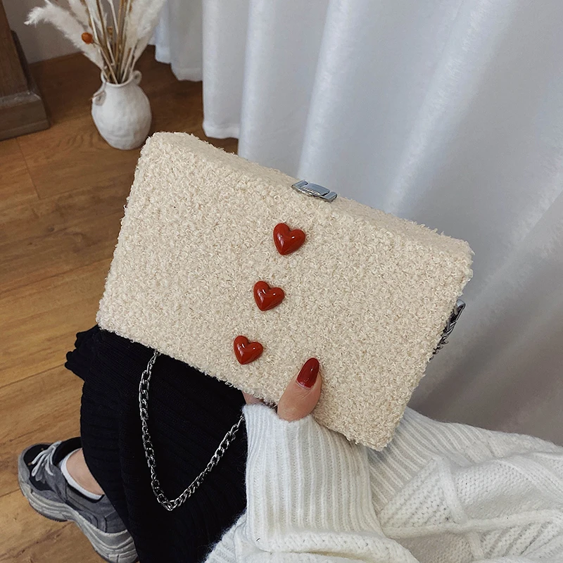 

Elegant Female Box Crossbody Bag 2019 Winter New High Quality Velvet Women's Designer Handbag Chain Shoulder Messenger Bag