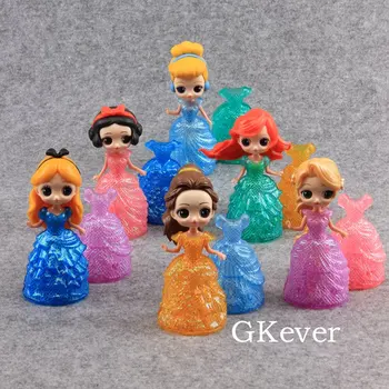 

6 Pcs/set 11 cm Princess Figures Changeable Dress Snow White Princess Action Figures Toys Collectible Model Girl Birthday Gift