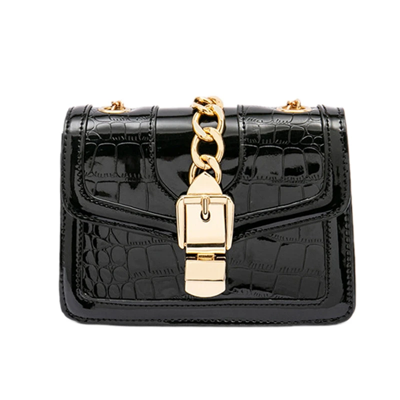 

FGGS-Crocodile Pattern Small Bag Shoulder Bag Simple Wild Small Square Bag Temperament Shoulder Diagonal Chain Bag