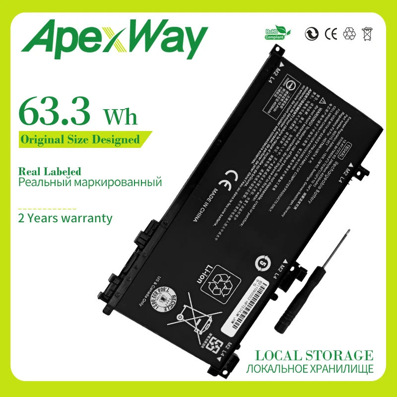 Аккумулятор Apexway 15 4 в 63.3WH TE04XL для HP OMEN 15-AX HSTNN-DB7T 905175-2C1 OMEN/Pavilion TPN-Q173 | Компьютеры и
