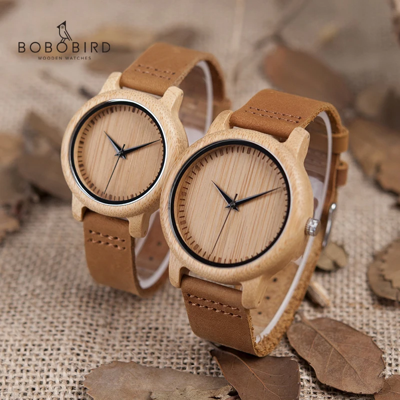 Бобо птица часы Для женщин relogio masculino кварцевые часы Для мужчин древесины бамбука парный комплект наручных часов Идеальные подарки