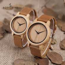 Bobo bird relógio de pulso feminino, relógio masculino de quartzo de madeira de bambu, relógio de pulso para casal, presentes e produtos com dropshipping
