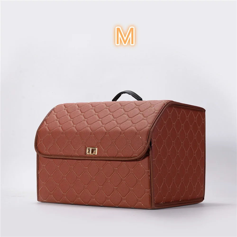 brown M Автомобильный багаж для хранения и отделки в багажной сетке кожаный материал багажная клетка функция Универсальный Автомобильный интерьер украшения - Название цвета: brown M