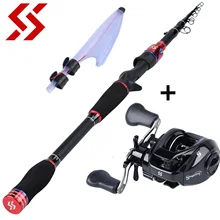 Sougayilang 24Ton Carbon Lure Fishing Rod with 12+1BB BaitCasting Fishing Reel Combo- Ultralight Portable Fishing Pole Reel Kit