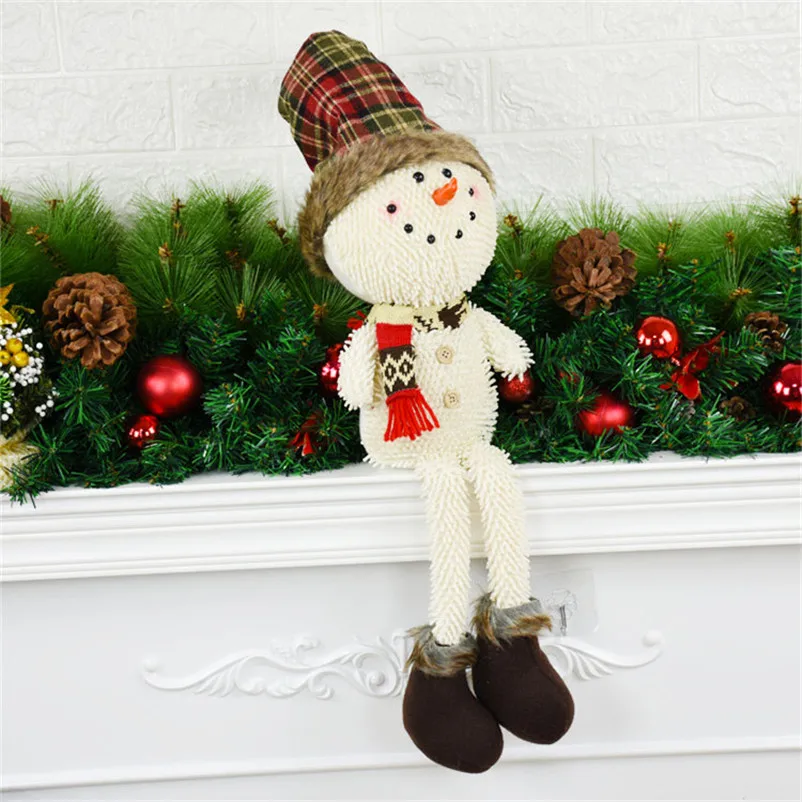 

Festival Birthday New Year Gifts Snowman Dolls Table Cabinet Display Window Christmas Decoration Plush Figures Kerst Decoratie