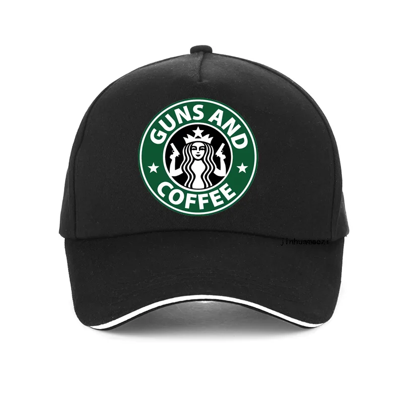 Бейсбольная кепка I Love guns And coffee с рисунком из мультфильма, мужская и женская забавная Кепка с пистолетом, унисекс, хип-хоп бейсболка, регулируемая косточка