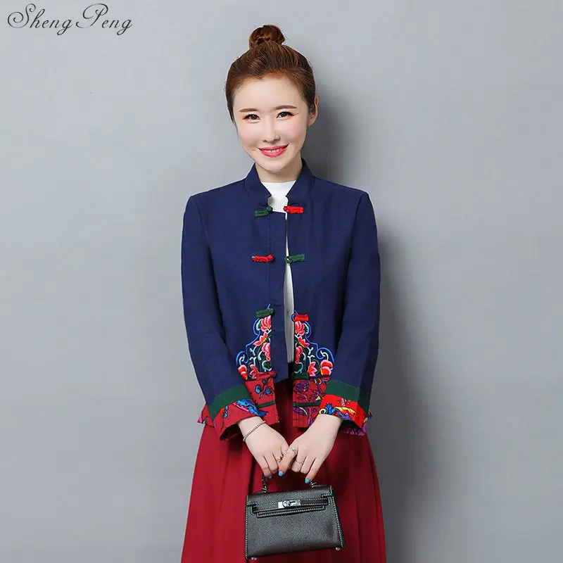 Tradicional chinês blusa camisa topos para mulheres