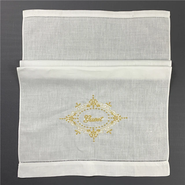 12 Db Otthoni Textil Vendég Törülközők Fehér Vászon Hemstitched Tea Törülköző Kendő Kézi Étel Konyhai Fürdőszoba Hímzés - Image 2