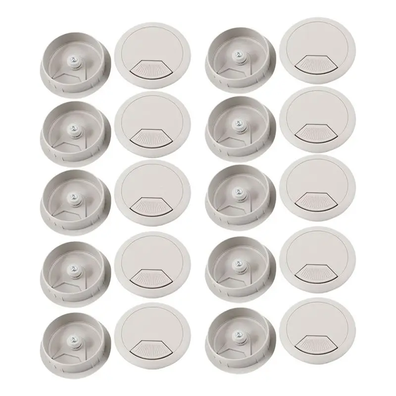 

PC Desk Gray Plastic 50mm Diameter Grommet Cable Hole Cover 20 Pcs