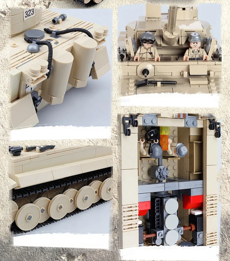 YUKALA, 995 шт., военный немецкий танк King Tiger, строительный блок, танк-солдат, фигурки, кубики, развивающие игрушки для детей