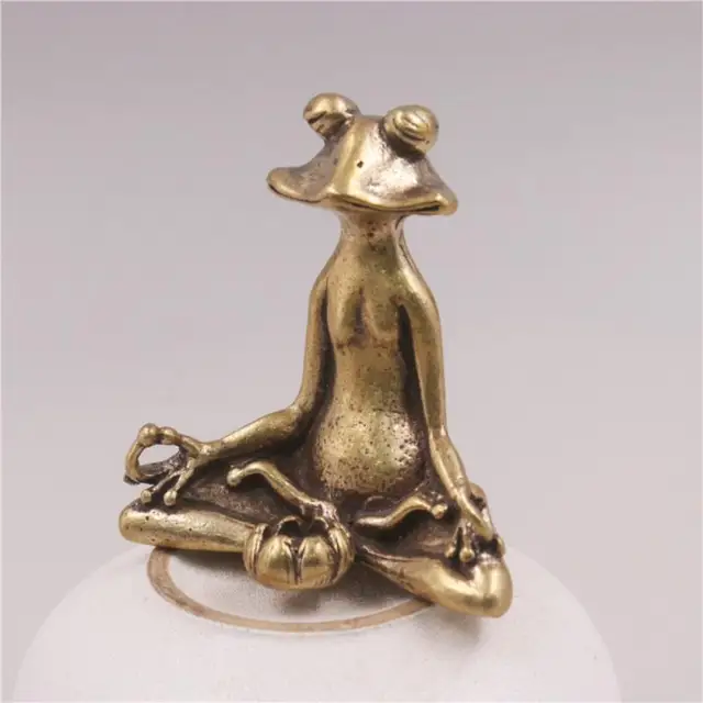 Brass Mini Cute Sitting Zen Frog Statue Incense Holder Yoga Frog Sculpture Home Office Desk Decoration Ornament Toy Gift Selling 6