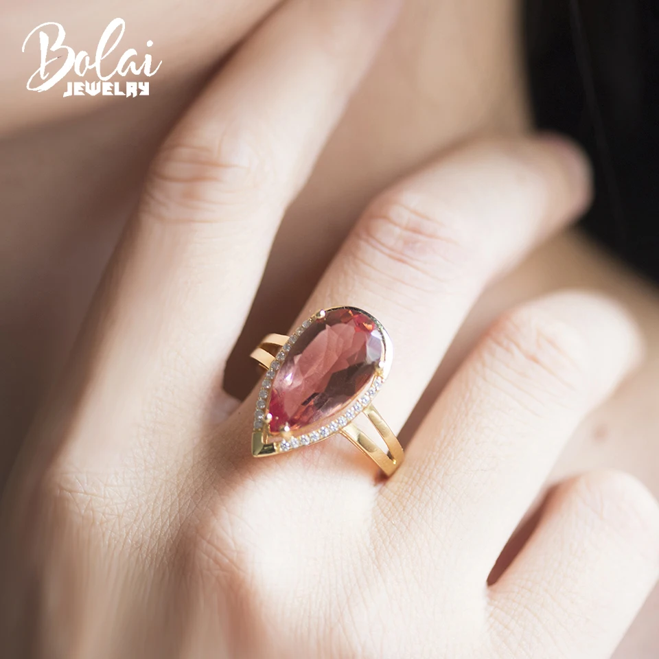 

Bolai Zultanit Ring 925 Sterling Silver Color Change Created Diaspore Pear cut 18*10mm Gemstone Jewelry for Women Rings Gift