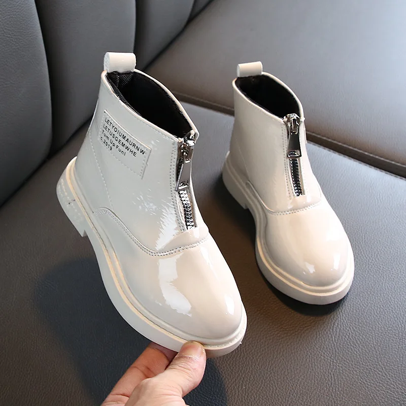 

Kids Boots High Top Boys Martin Boots Side Zipper Children Shoes Non-slip Spring Winter Snow Boots Comfortable Students Sneakers