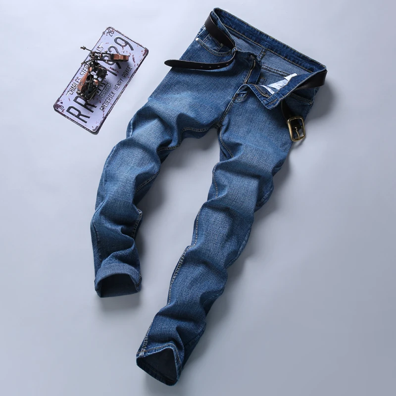 Spring Autumn 2022 Men's Smart Jeans Business Fashion Straight Regular Blue Stretch Denim Trousers Classic Men Plus Size 28-40