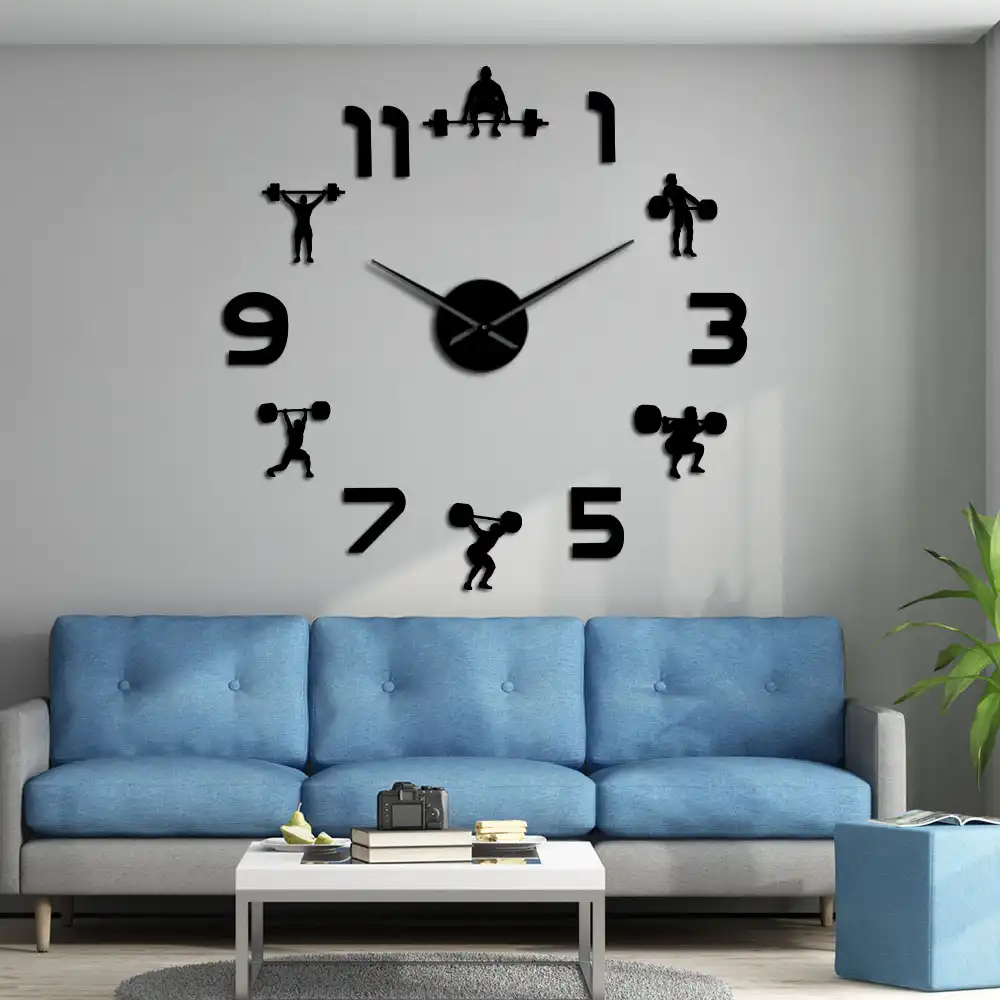 Weightlifting Fitness Diy Reloj Gigante Pegatina De Pared Para