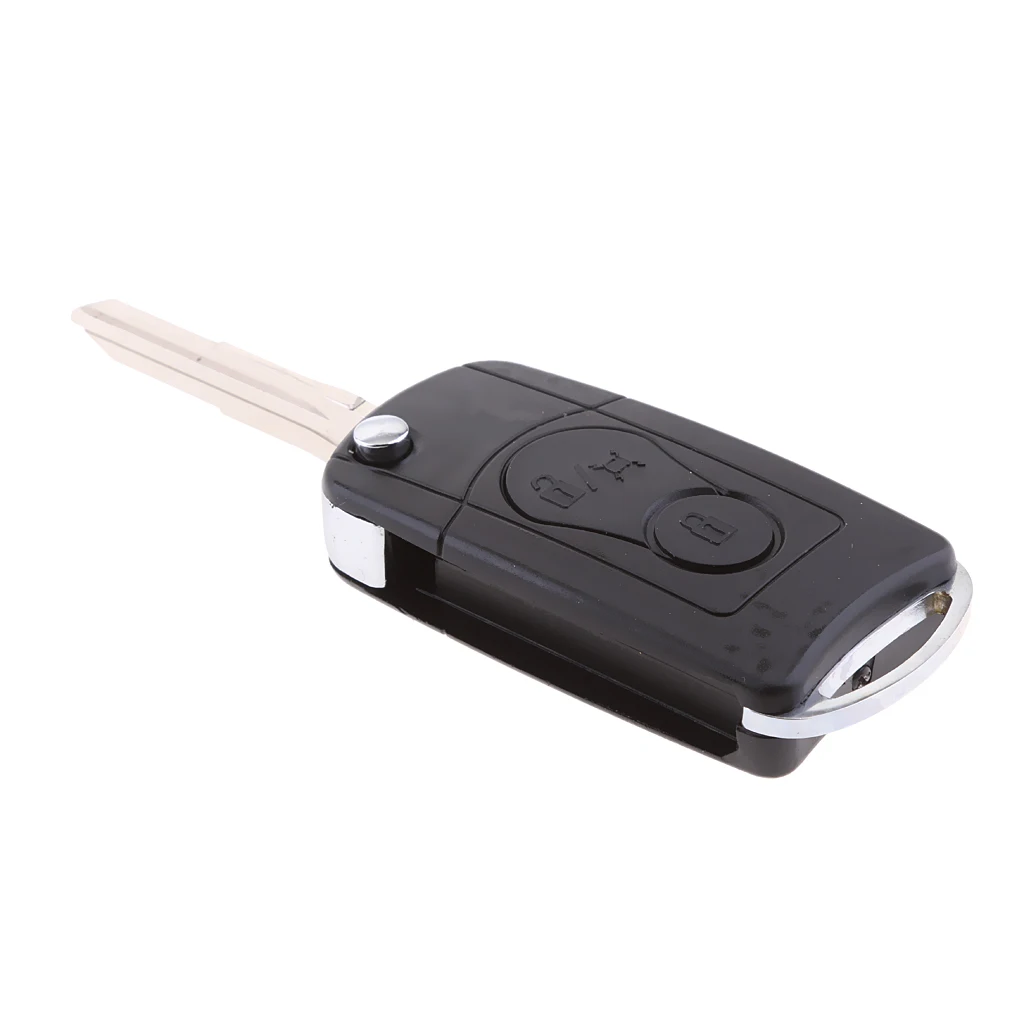 Car Keyless Entry Key Fob Case Shell Flip Folding Smart Remote Key Case Fits for Ssangyong Actyon Rexton, 2-Button Black
