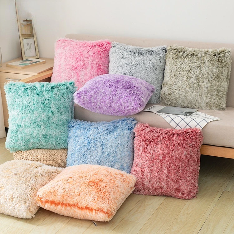 

Supper Soft Fur Pillow Cover Fluffy Shaggy Fur Cushion Cover 43x43cm Decorative Pillowcase Livingroom Plush Cushion Covers