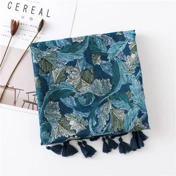 

2020 echarpe hiver femme Women Vintage long blue Floral Warm Scarves Shawls Luxury Neck Bandana Pashminas Lady Wrap Snood