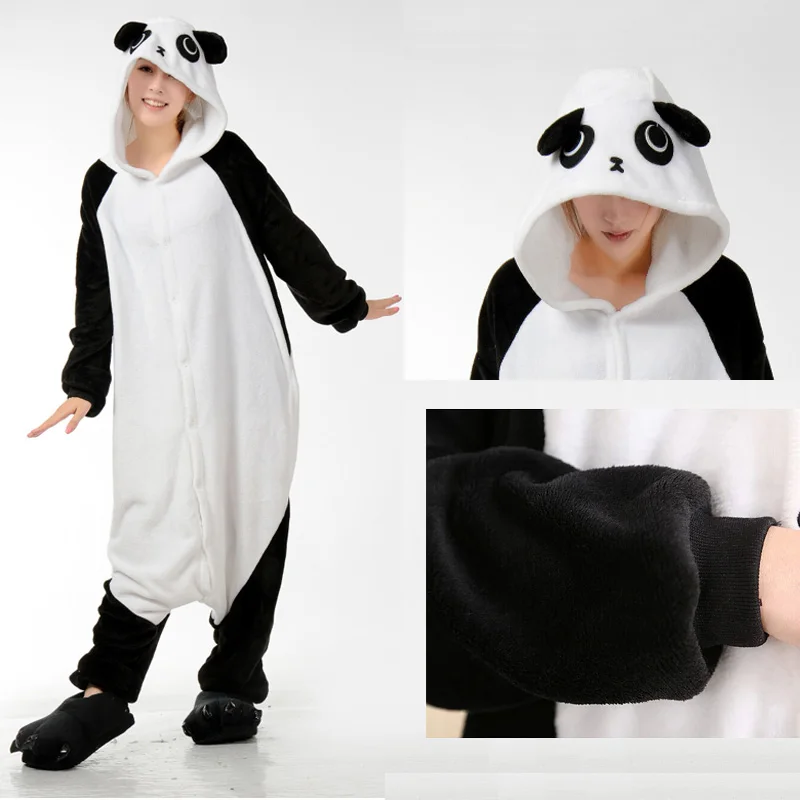 Kungfu panda Зимняя пижама в виде животного для взрослых, набор, мультяшная Пижама, пижама с единорогом, Ститч, Акула, кигуруми, для женщин и мужчин, Фланелевое белье с капюшоном - Цвет: Kungfu panda