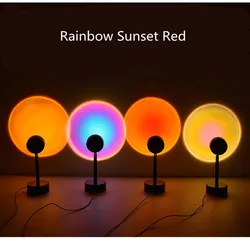 USB Rainbow sunset lamp Red Projector Led Night Light Projection Desk Lamp Bedroom Bar Coffee Store Wall Decoration Lighting