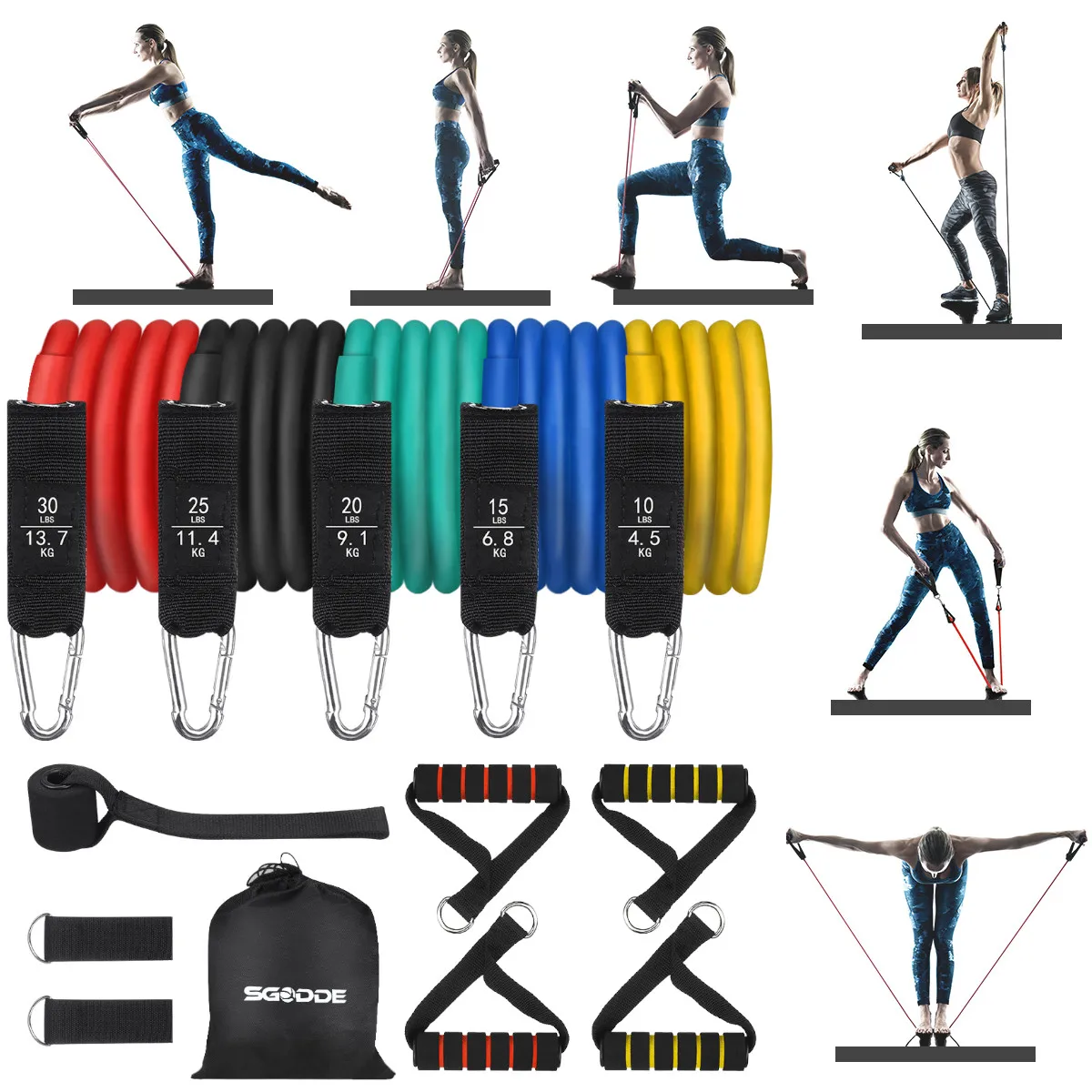 13Pcs Resistance Bands Booty Fitness Gym At Home Exercise Yoga workout Cross Fit 