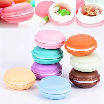 

Cute Macarons Carrying Case Earrings Necklace Organizer Bags Mini Round Jewely Storage Box Color Random