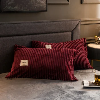 

Winter Soft Warm Flannel Pillow Case Simple Fashion Strip Pillowcases Pillowcase Pillow Pillow Cover Cases For High-end Home