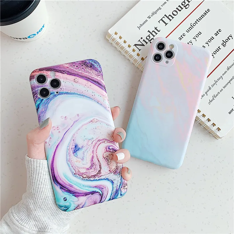 Phone-Case Back-Cover Marble Texture-Stone Ottwn 12mini-X-Xr Fashion for 11 Pro-Max 12-pro/12mini-x-xr/Xs-max/..