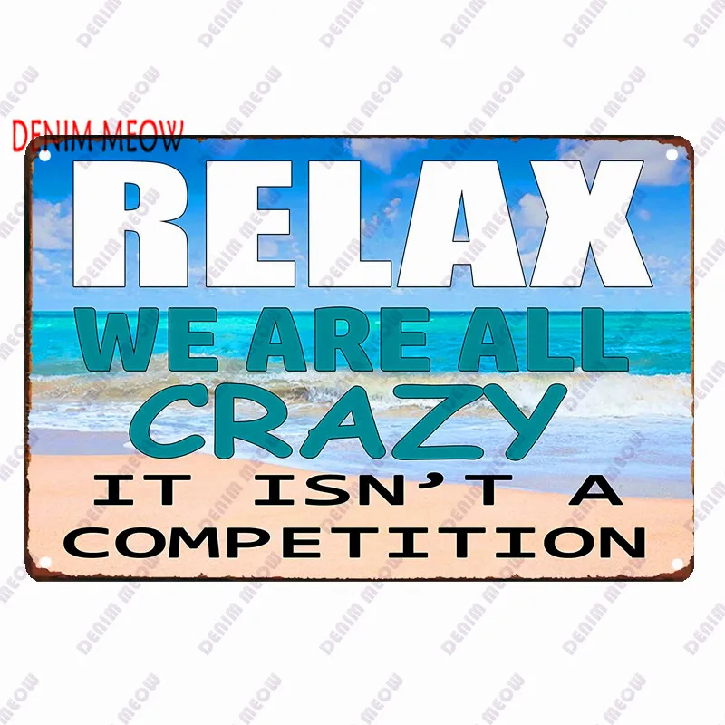 Beach Metal Sign Tin Vintage Summer Beach Plates Relax Metal Wall Sign Pool Tiki Bar Pub Seaside Ocean Happy Place Decoor WY161