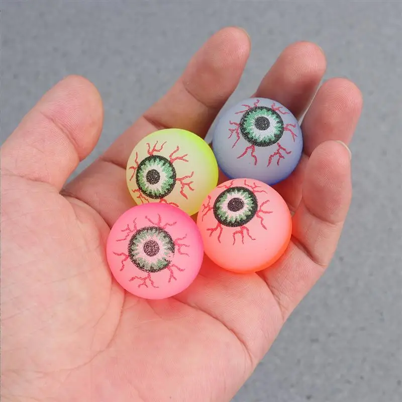 10pcs 32mm Glow In The Dark Halloween Bouncy Balls Scary Eye Balls Glowing Toy Halloween Party DIY Decorations(Random Color)