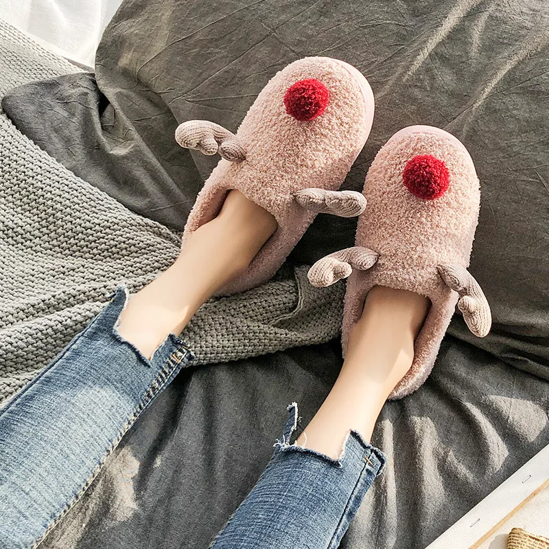 

Warm Plush Slipper WOMEN'S Bag with Winter Household Indoor Cute Couples Floor Slippers Cartoon Household Men Cotton-padded Shoe
