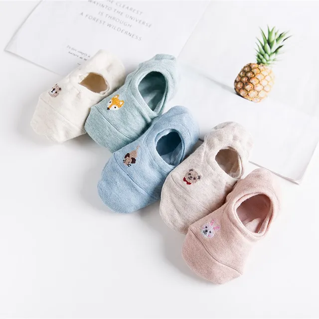 10 Piece=5 Pairs/lot Cute Animal Spring Women Socks Set Korean Style Funny Cat Dog Panda Low Cut Ankle Short Sox Happy Size34-40 26
