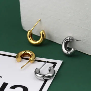 

S925 Silver Circle Round Punk Small Stud Earrings for Women Girl Party Vintage Statement Earring Wedding Jewelry Trendy Brincos