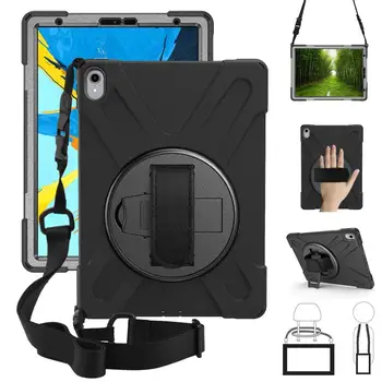 

For New iPad Pro 11 Case 360 Rotating Kickstand Handstrap Shoulder Belt Shockproof Heavy Duty Case Cover for iPad Pro 11 Tablet