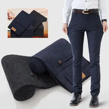 

Fashion Men Straight Slim Trousers Cotton Linen Casual Long Pants Solid Color