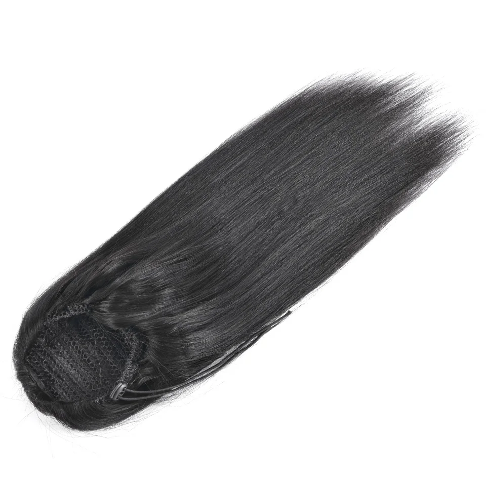 Natural Color Бразильские человеческие волосы, прямые, конский хвост, шнурок, хвост с клипсами, натуральные волосы, не Реми волосы, 1 шт., легко носить - Цвет: Natural Color