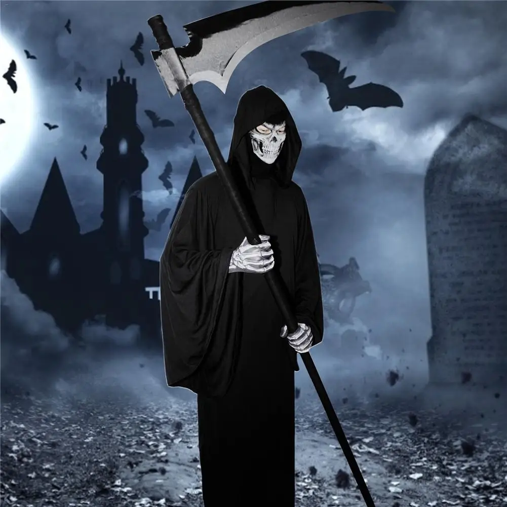 Grim Reaper страшный череп маска реалистичный латекс вечерние маска ужаса Скелет головной убор Хэллоуин Косплей Костюм для взрослых мужчин шлем